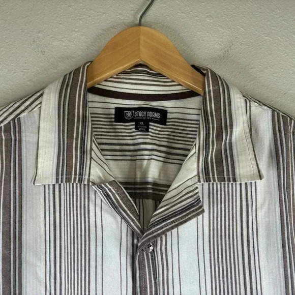Stacy Adams Button Down Shirt Stripped Casual Men’s - Picture 3 of 4